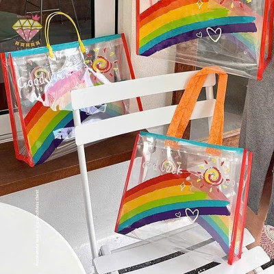 Túi Tote Nhựa PVC Trong Suốt Họa Tiết Cầu Vồng - Thời Trang Hiện Đại - HÀNG CHÍNH HÃNG MINIIN