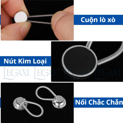 Nút Nới Rộng Cổ Áo Kim Loại, Mở Rộng Cổ Áo Sơ Mi, Nút Điều Chỉnh Nút Áo Cho Nam Nữ Lò Xo Legaxi