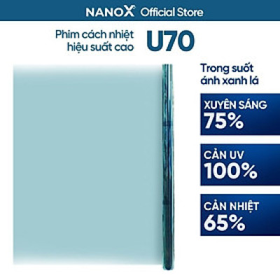 Phim cách nhiệt cao cấp NanoX U70 chống nắng & chống tia UV chuyên sâu cho nhà kính