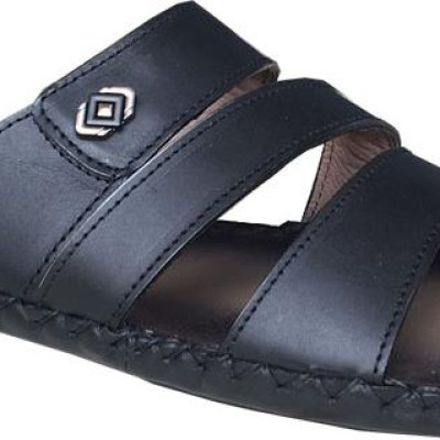 Dép nam quai ngang TRƯỜNG HẢI đế âm ba quai da bò thật mặt đế cao su chống mòn không trơn THQN499