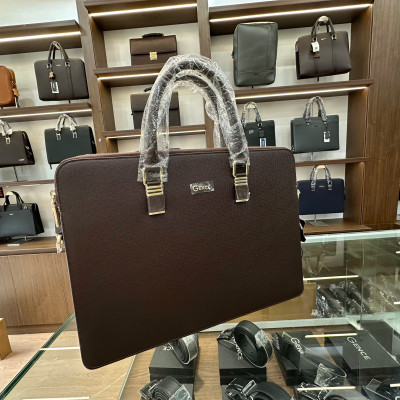 Cặp Da Công Sở Túi Xách Nam Chính Hãng GENCE CDX19 Da Bò Cao Cấp Màu Nâu