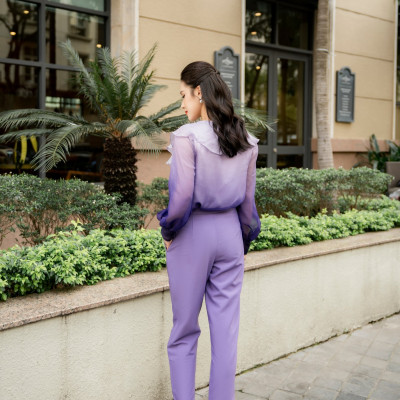 Áo sơ mi dáng suông nữ HeraDG thiết kế cổ bèo buộc nơ, chất liệu vải tơ cao cấp mềm mịn, thoáng mát SAKBC2027