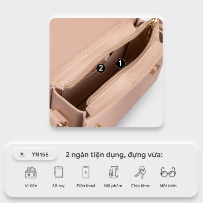 Túi Yuumy ( Thời trang nữ nắp gập dạng hộp size 21 - Túi đeo chéo da Seasand YN155 )