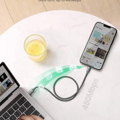 Ugreen UG80564US304TK 1M màu xanh đen cáp chuyển usb type c ra apple lightning dây dù hỗ trợ sạc nhanh PD - HÀNG CHÍNH HÃNG