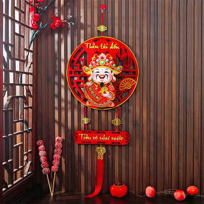 Dây Treo Trang Trí Thần Tài Đầu Lắc Lư Dùng Pin Có Bông Tua Và Móc Treo