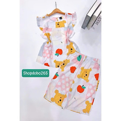 Đồ bộ nữ,đồ ngủ mặc nhà lửng tay cánh tiên vải lanh mềm,mát BL 169 hoạ tiết dễ thương size 45-70kg.