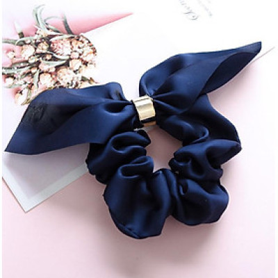 Dây buộc tóc Scrunchies lụa bóng dễ thương có nhẫn HD82