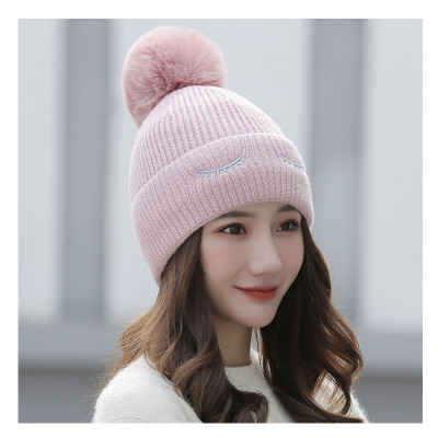 Mũ Len Nữ Trắng Trùm Tai Lót Lông Phong Cách Hàn Quốc Dễ Thương