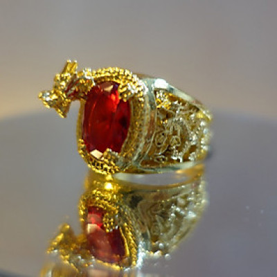 Nhẫn Nam đính hạt chạm khắc Rồng - T0242