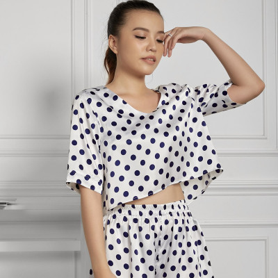 Đồ Bộ Nữ Mặc Nhà Pijama Quần Đùi, Áo Lửng Lụa Hàn Maxivic, La Mộc MM112122