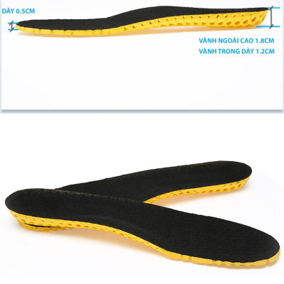Lót giày thể thao tổ ong EVA loại cao cấp đế dày 1.8cm đàn hồi cực êm chân, thoáng khí - buybox - BBPK128 - Đế vàng mặt đen - Size nam