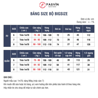 Bộ quần áo nam Bigsize từ 80 đến 100kg Fasvin chất vải tổ ong mềm co giãn thoải mái AT25206