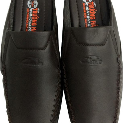 Dép nam Trường Hải bít mũi da bò cao cấp màu nâu  BM214