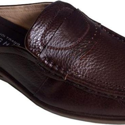 Dép bít mũi nam Trường Hải da bò cao cấp đế cao su màu nâu bò BM217