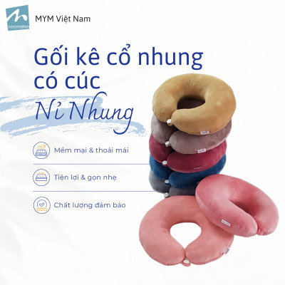 Gối Chữ U Kê Cổ Vải Nhung Mềm Mại Chống Đau Mỏi Vai Gáy Cho Dân Văn Phòng, Lái Xe, Du Lịch
