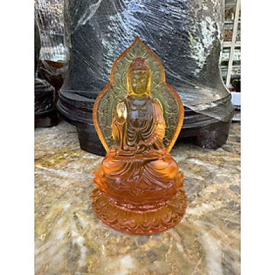 Tượng Phật Quan Thế Âm Bồ Tát đá lưu ly đặt bàn làm việc, xe ôtô - Cao 12 cm