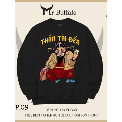 Áo Sweater "chơi tết" Thần Tài Đến size 40kg tới 100kg Mr.Buffalo