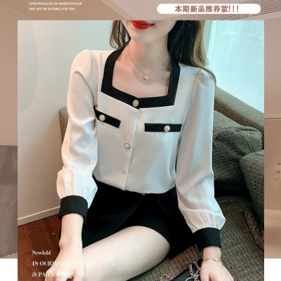 ÁO SƠ MI CỔ VUÔNG VIỀN XINH XẮN