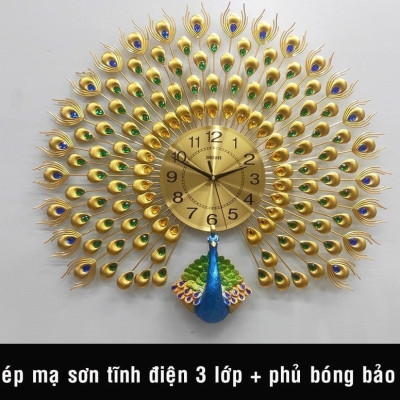 Đồng Hồ Treo Tường Con Chim Công Kim Trôi A25 Nghệ Thuật Cao Cấp Shouse hiện đại 3D kích cỡ lớn đẹp treo phòng khách