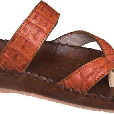 Dép nam xỏ ngón da cá sấu thật  quai ngang xỏ ngón vàng TRƯỜNG HẢI  phong cách thời trang may viền chắc chắn đế kếp mềm không trơnDN0780 