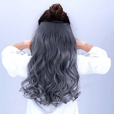 Tóc giả kẹp nữa đầu màu khói cao cấp