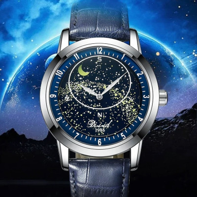 Đồng hồ cơ nam tự động DIZIZID Automatic chính hãng - Dây da cao cấp - Chống nước tốt - Thiết kế dải ngân hà dạ quang chuyển động độc đáo DZCTD99