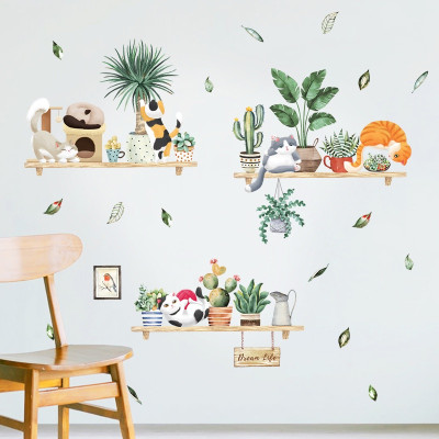 Sticker Giấy Dán Tường Decal Dán tường Tranh Dán Tường Trang Trí Tường Mẫu Kệ Hoa Lá Cây Cảnh ZH96