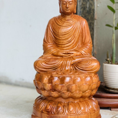 Tượng phật bổn sư thích ca bằng gỗ hương đá kt cao 40×20cm