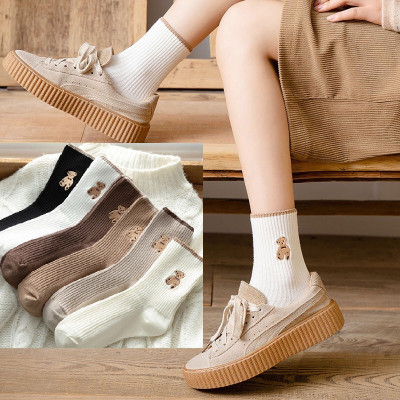 Tất Gấu Cổ Cao Nữ Họa Tiết Hình Gấu,{TP} Vớ Cổ Cao Nữ Hàn Quốc họa tiết