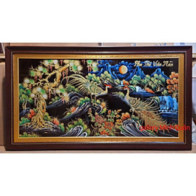 Tranh sơn mài thếp vàng Đôi Chim Công