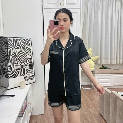 Bộ Đồ Ngủ TNQN B859 Lụa Quảng Châu Cao Cấp Họa Tiết In Sang Trọng