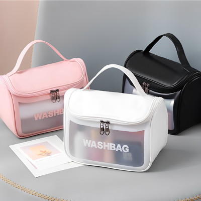 Túi đựng mỹ phẩm du lịch WashBag DẠNG HỘP có quai xách mini trong suốt, Túi đựng đồ trang điểm makup chống nước