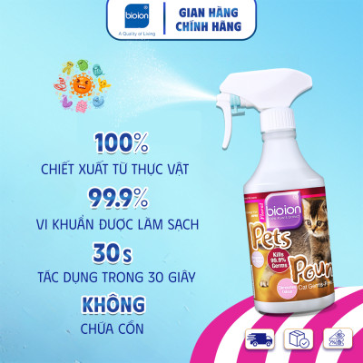 Chai Xịt Khử Mùi Sạch Khuẩn Cho Mèo Bioion Pets Pounce for Cat 500ml Hương Floral