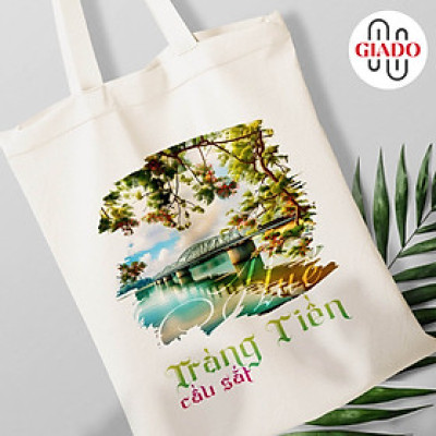 Túi canvas GIADO, túi vải bố, túi tote mẫu Huế cầu Tràng Tiền