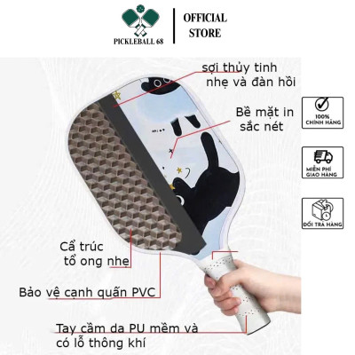 [Hoả tốc Hà Nội] Vợt pickleball trẻ em sợi thuỷ tinh siêu nhẹ, tay cầm chống trơn trượt, bề mặt fiber glass - Hàng chính hãng