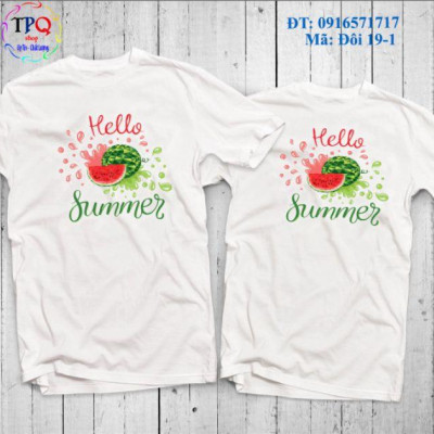 Đồ đôi đi biển mẫu mới đẹp sang chảnh quần Cờ Mỹ áo in họa tiết dưa hấu xinh xắn ( giá 1 bộ gồm 1 quần+ 1 áo)