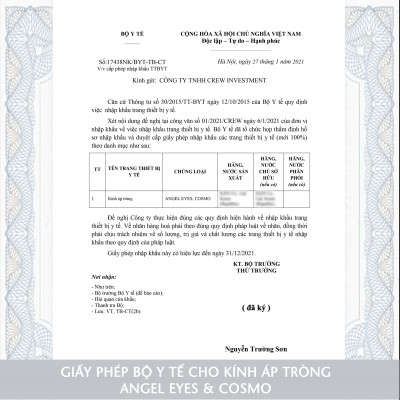 Lens trong suốt cận Angel Eyes Cosmo có độ từ 0 đến 15 độ, dòng kính áp tròng cận trong suốt có độ phù hợp mọi nhu cầu