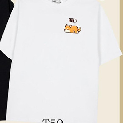 Áo Thun Cặp, Đôi Mr.Buffalo cún shiba đầy pin Tshirt Cotton 100% Unisex Form Oversize Local Brand T59