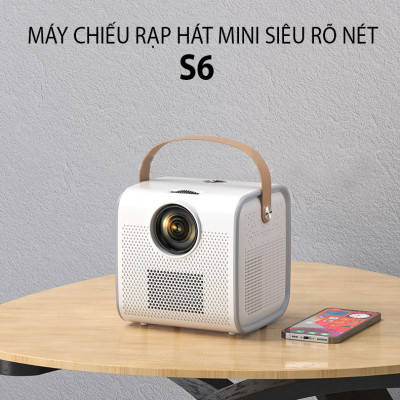 (Hỗ Trợ Tiếng Việt) Máy Chiếu Mini Siêu Nét Kết Nối Bluetooth Wifi Chạy Hệ Điều Hành Android S6 Cao Cấp - Hàng Nhập Khẩu