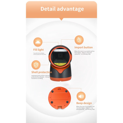 Máy quét mã vạch đa tia để bàn Winson 5780 Đầu đọc mã siêu nhạy dùng trong bán hàng siêu thị, shop thời trang - Hàng Chính Hãng