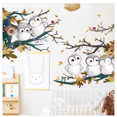 Sticker Giấy Dán Tường Decal Dán tường Tranh Dán Tường Trang Trí Tường Mẫu Gia Đình Nhà Cú ZH98