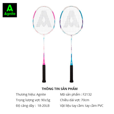 [TẶNG HỘP CẦU] Cặp vợt cầu lông cán liền nhôm carbon siêu nhẹ chính hãng Agnite -  Tặng hộp cầu nhựa và bao đựng - F2132