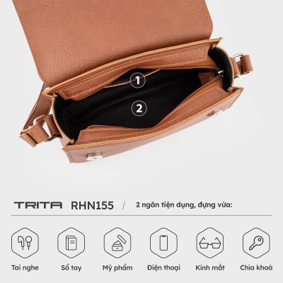 Túi Trita ( Thời trang nữ dáng hộp khóa nam châm basic size 22 - Túi đeo chéo da RHN155 )