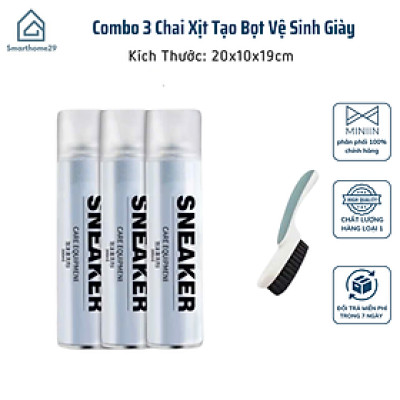 Combo 3 Chai Xịt Tạo Bọt Vệ Sinh Giày, Dép và Túi Xách, Bình Xịt Làm Sạch Trắng Giày