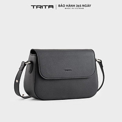 Túi Trita ( Thời trang nữ dáng hộp nắp gập bo tròn viền size 23 - Túi đeo chéo da RHN162 )