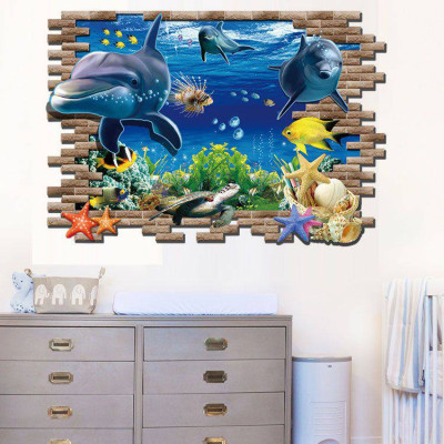 Decal 3D cá heo AmyShop DCS009 ( 60 x 90 cm)