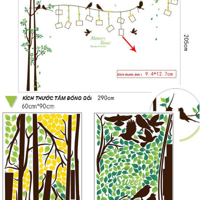 Decal dán tường Cây khung ảnh 9 AmyShop DCX042 (205 x 290cm)