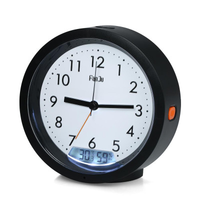 Đồng hồ báo thức im lặng có màng LCD hiển thị nhiệt độ và độ ẩm có đèn nền đáy chống trượt