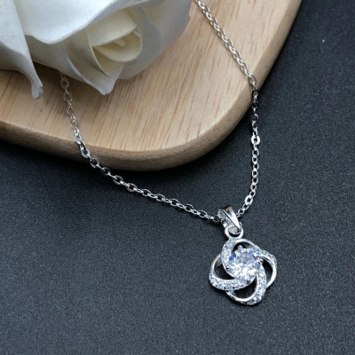 Dây Chuyền Vòng Cổ Nữ Bạc Ta Hoa Đính Đá Cao Cấp BẠC HIỂU MINH DMD485