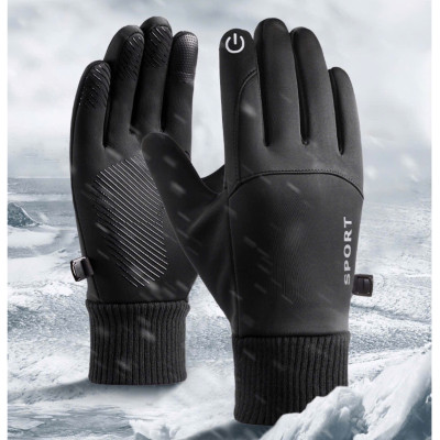Găng tay phượt dành cho nam lót nỉ lông ấm áp cảm ứng điện thoại phủ gen nhựa chống trượt GTNK02